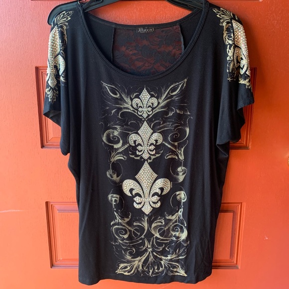 Vocal Tops - Vocal rhinestone and lace shirt